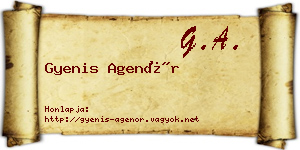Gyenis Agenór névjegykártya